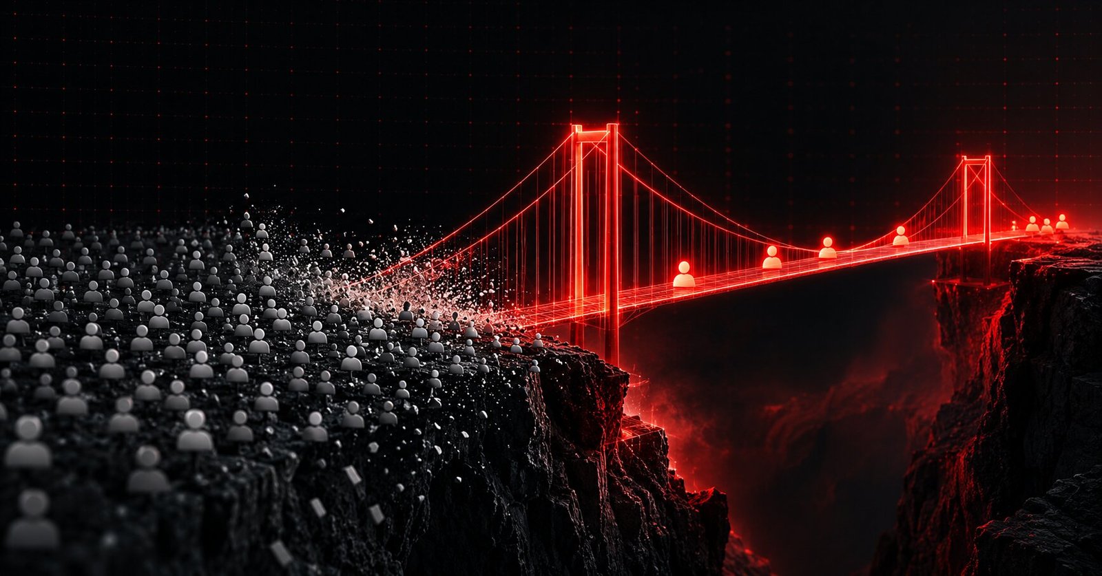 How to improve lead quality: a neon bridge letting only a few B2B leads cross over